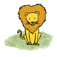 Gif animé lion dans l'herbe